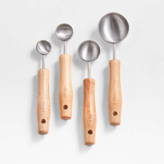 Beechwood and Stainless Steel Measuring Spoons