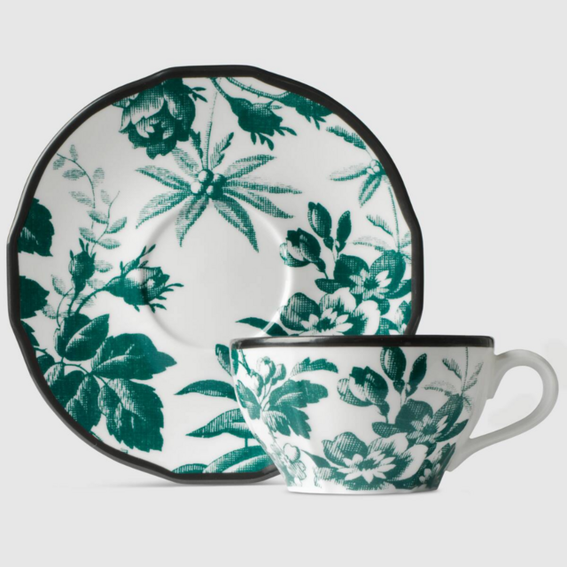 Herbarium demitasse cup and saucer, double set