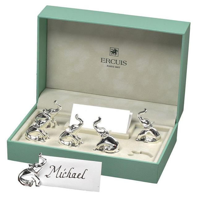 Ercuis Silverplated Elephant Place Card Holders, Set of 6