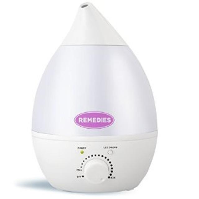 Remedies Cool Mist Humidifier - Ultrasonic Humidifier "No Noise" + Aroma Diffuser - 7 Color Cozy LED Lights, Auto Shut-off