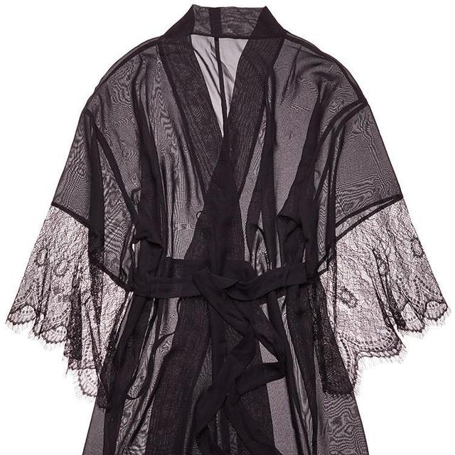 'Carlita' Black lace robe at AdoreMe