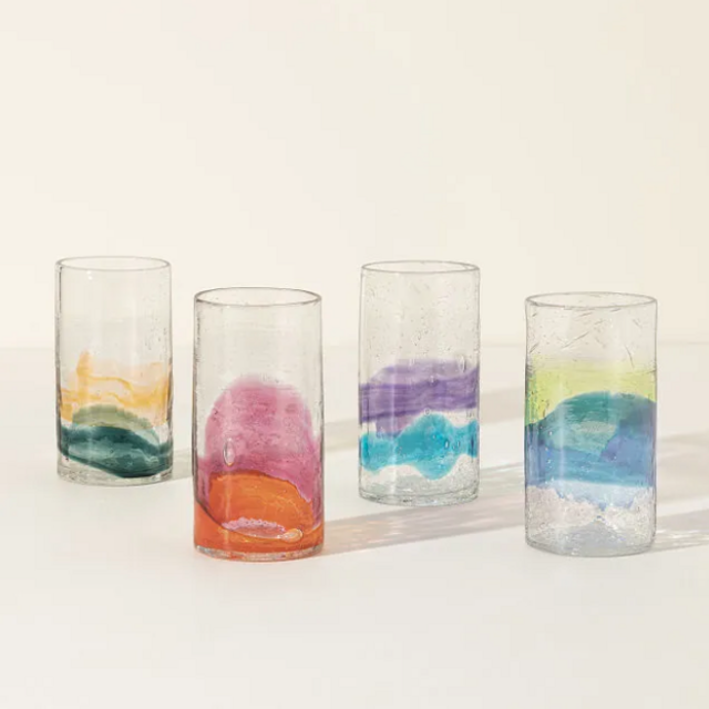 Hand-blown tall glasses (set of 4)