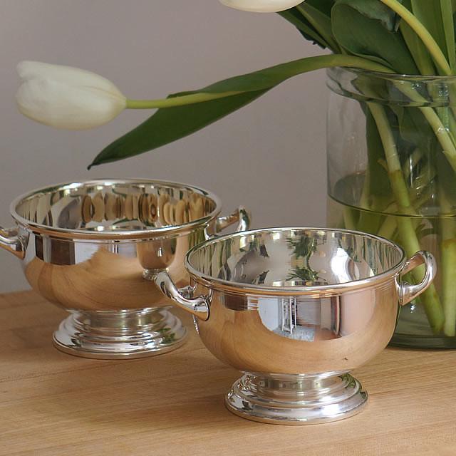 HÔTEL Footed Silver Bowl With Handles