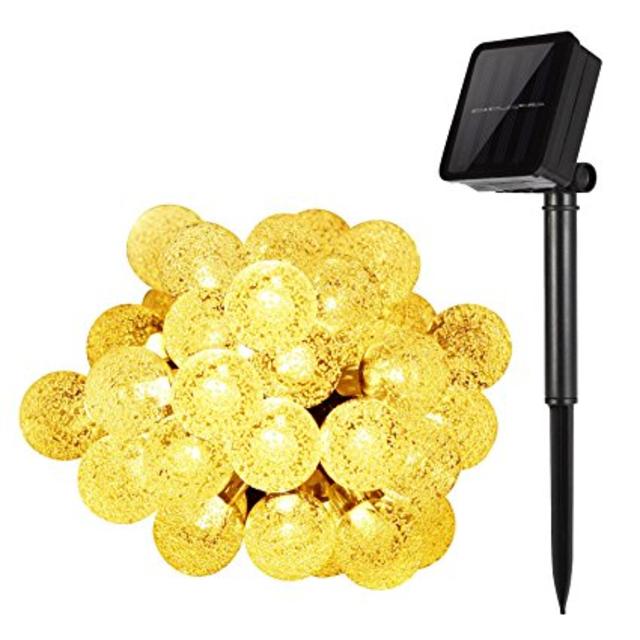Solar String Lights,KINGCOO 20ft 30 LED Crystal Ball Waterproof Outdoor String Lights Solar Powered Globe Fairy String Lights - Warm White (Also on Amazon)