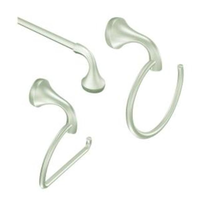 Eva 3-Piece Bath Hardware Set with 24 in. Towel Bar, Paper Holder, and Towel Ring in Brushed Nickel (Also at Home Depot)