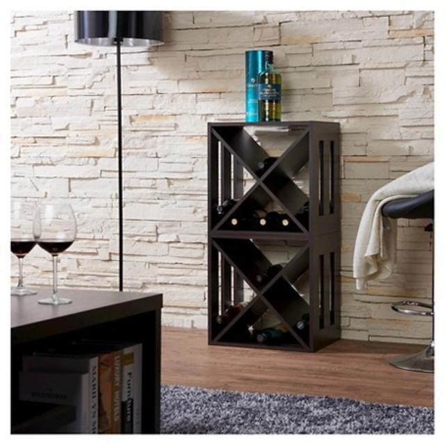 Camron Modern Crate Inspired X-Shape Wine Rack Espresso (Also at Target)
