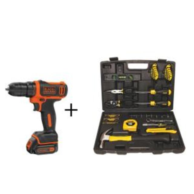12-Volt Max Lithium Ion 3/8 in. Drill Driver with Bonus Homeowners Tool Set (65-Piece)