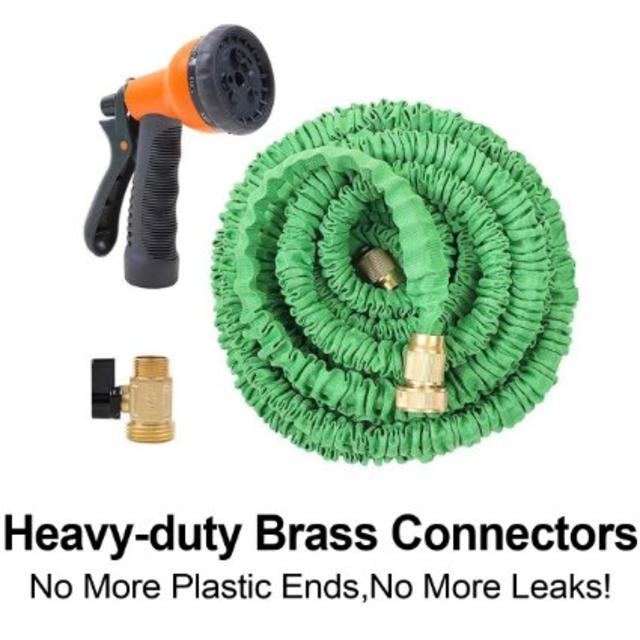 Ohuhu® 100 Ft Super Strong Garden Hose / Expandable Hose / Expandable Garden Hose with All Brass Connector & Free 8-pattern Spray Nozzle, Green