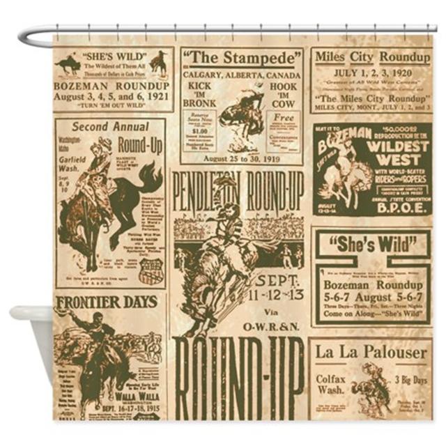 Vintage Rodeo Round-Up Shower Curtain