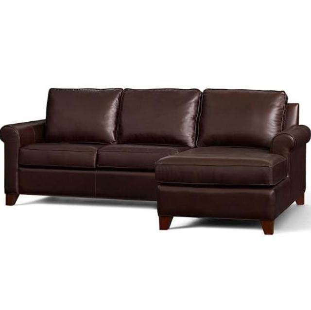 Cameron Roll Leather Left Arm 2-Piece Sectional with Chaise Espresso, Polyester Wrapped Cushions