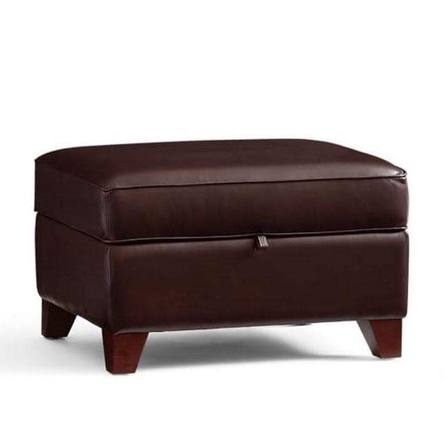 Cameron Roll Arm Leather Storage Ottoman, Espresso