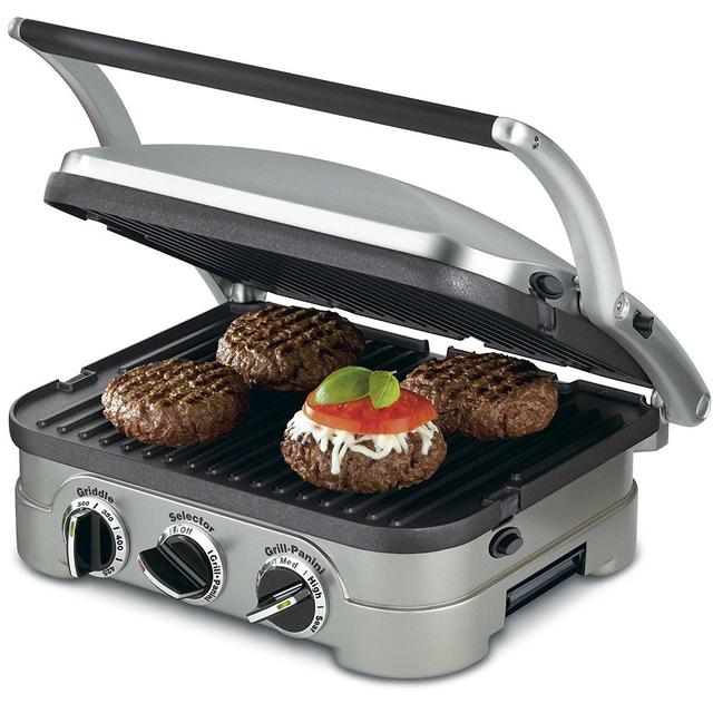 Cuisinart GR-4N 5-in-1 Griddler, Silver, Black Dials