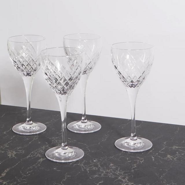 Barwell set of four cut crystal wine glasses