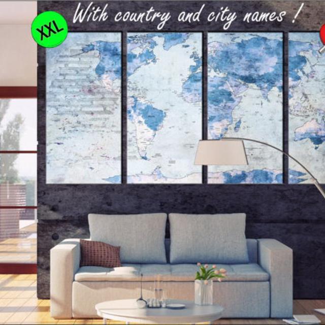 Push Pin Map Canvas Wall Art