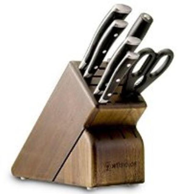 Wusthof Classic Ikon 7-Piece Walnut Block Knife Set, Black