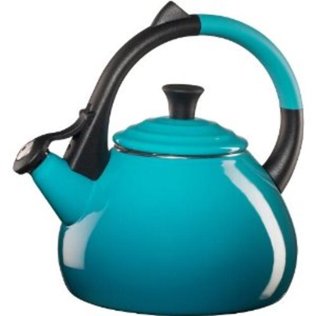 Le Creuset Enameled Steel 1.6 Quart Oolong Tea Kettle, Caribbean