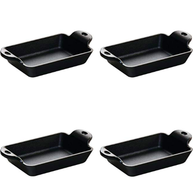 Lodge Cast Iron 10 Ounce Rectangle Mini Server, Set of 4