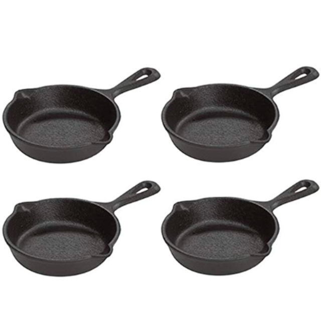 Lodge Pre-Seasoned 3.5-Inch Cast Iron Skillet Set for Side Dishes or Desserts (Set of 4)