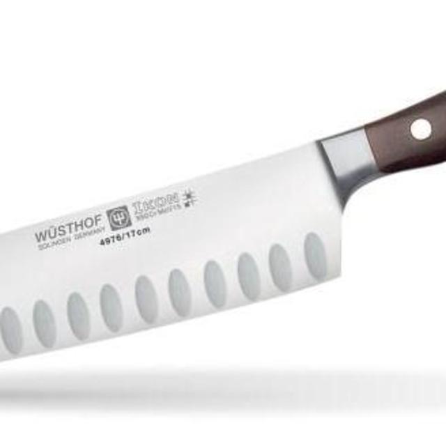 Wusthof Classic Ikon 7-Inch Santoku, Hollow Edge, Black