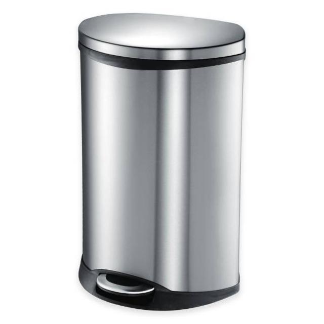 EKO Shell Stainless Steel Semi-Round 50-Liter Soft-Close Step Trash Can