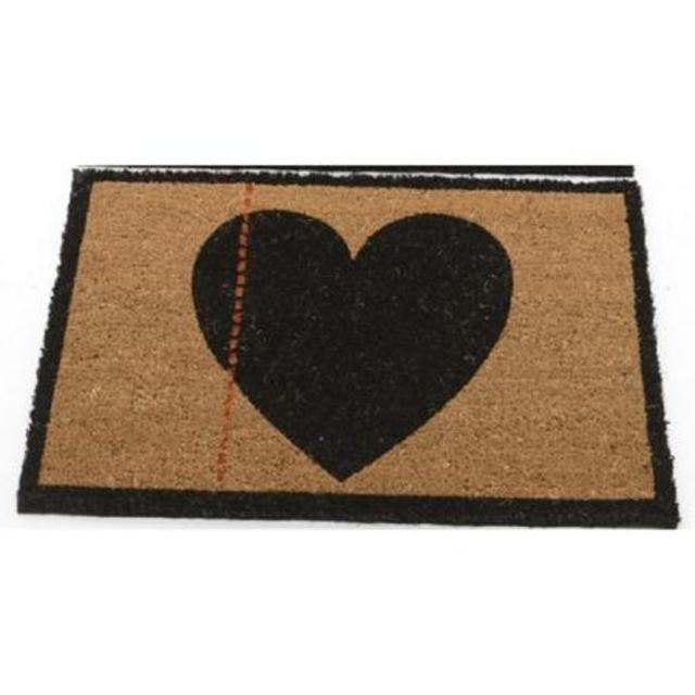 24" x 16" Basic Luxury Brown Coir Door Mat with Black Heart