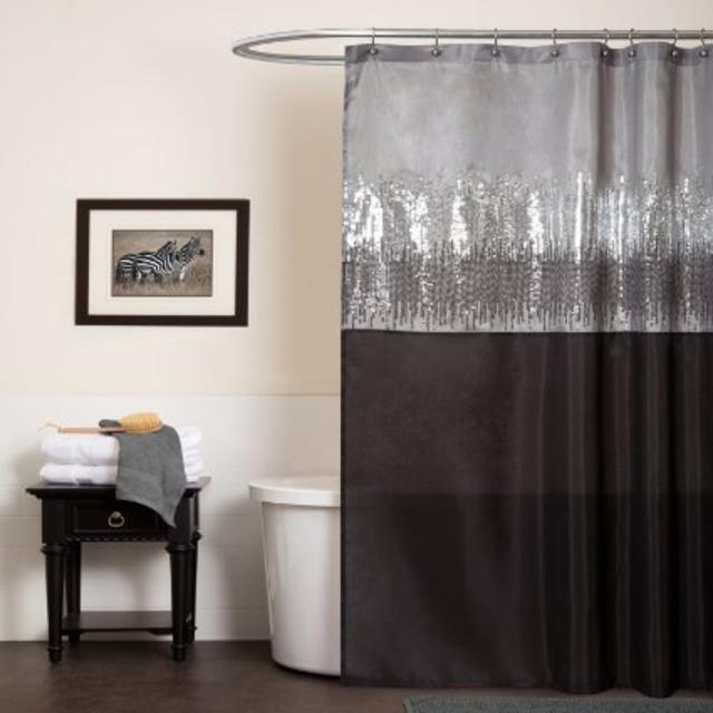 Lush Decor Night Sky Shower Curtain, 72-Inch by 72-Inch, Black/Gray