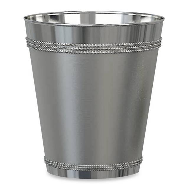 Beaded Metallic Wastebasket in Stainless Steel