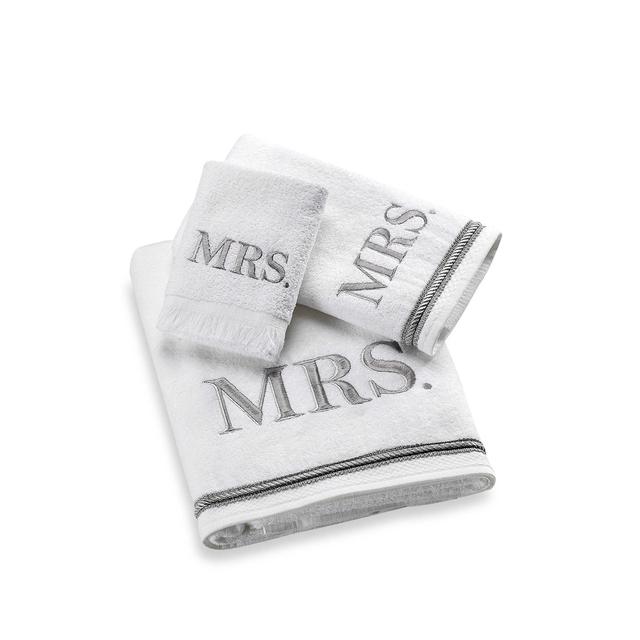 Avanti Silver Block Monogram "Mrs." Bath Towel Collection