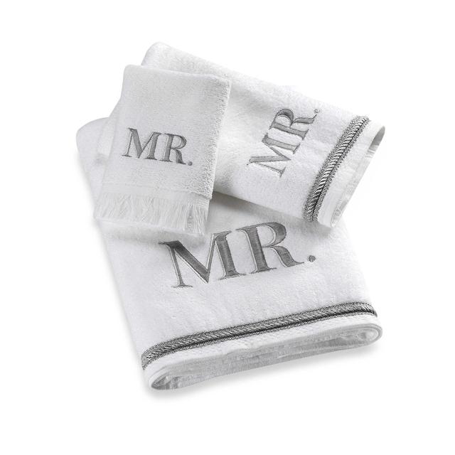 Avanti Silver Block Monogram "Mr." Bath Towel Collection