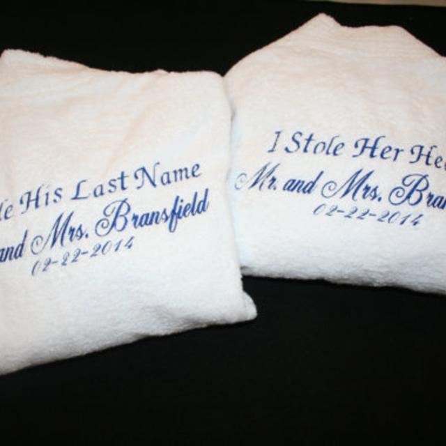 RUSH Shipping PERSONALIZED His and Hers Embroidered Five Star Turkish Terry Hotel Robe Set (2)