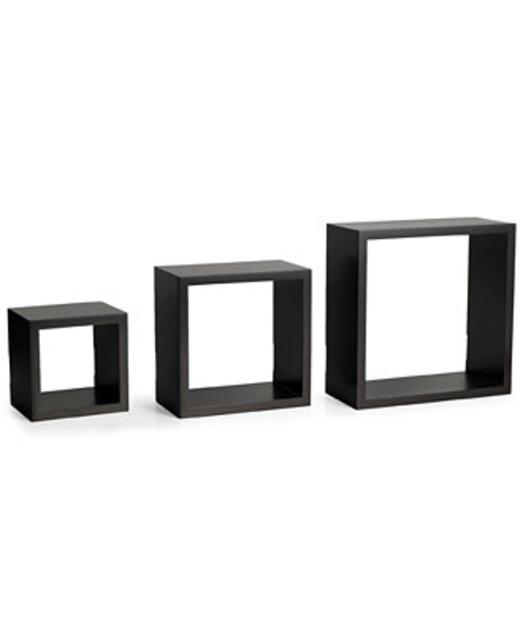 Melannco Home Decor, Set of 3 Espresso Square Wall Shelves