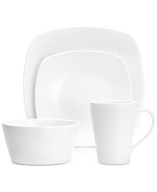 Noritake White On White Swirl Porcelain 4-Pc. Square Place Setting