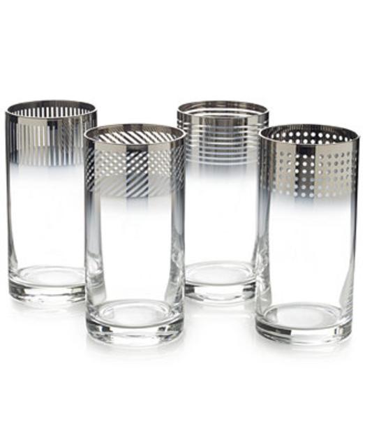 Mikasa Cheers Collection Metallic Ombré Highball Glasses, Set Of 4