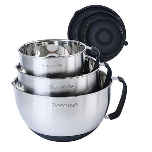 Stainless Steel Mixing Bowls, Set of 3, Black