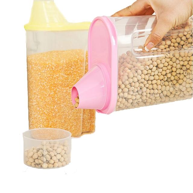 Cereal & Snack Storage Container by Hot Spot - Plastic 15.3 Cup Dry Food Storage Keeper Airtight Container With Lid and Measuring Cup BPA FREE - (Pink)