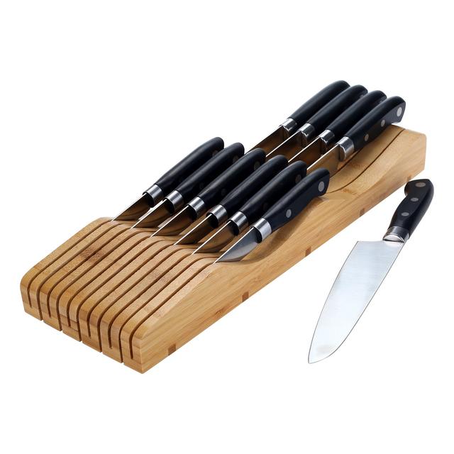 SafeHouseware Bamboo In-drawer Knife Block Storage Organizer Holder