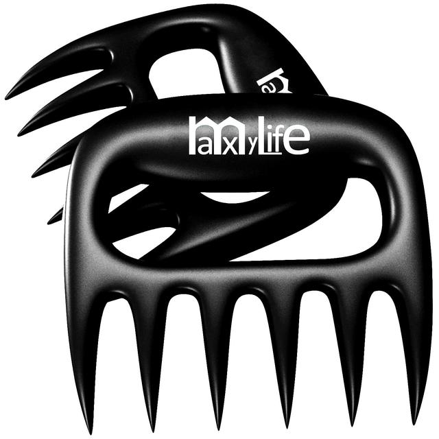 MaxyLife Matte Wolverine Meat Claws-Pulled Pork Shredder Claws [Strong Version 2.0]-BBQ Meat Handler Forks (Black)