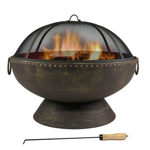 Sunnydaze Firebowl Fire Pit with Handles, 30 Inch Diameter