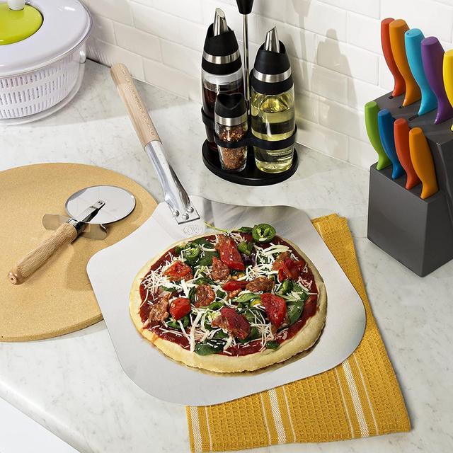 Kitchen Supply 14-Inch x 16-Inch Aluminum Pizza Peel with Wood Handle
