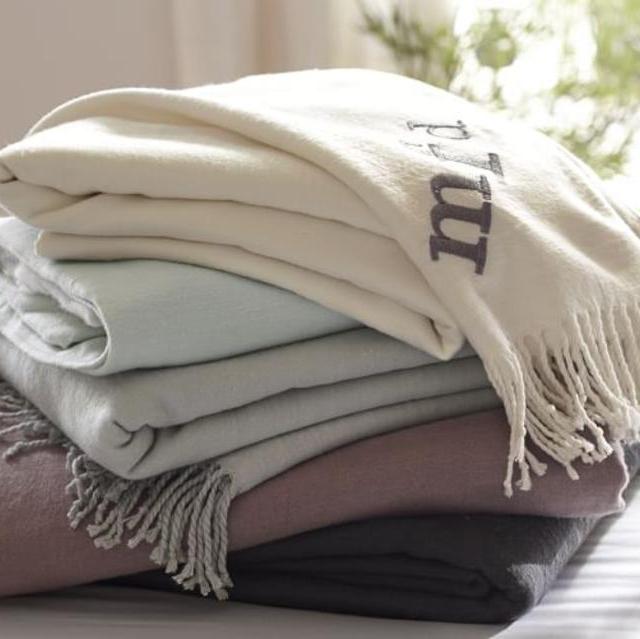 Monogrammable Throw - Smoke Grey