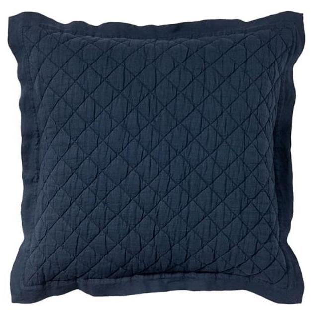 Belgian Linen Diamond Quilted Sham, Euro, Midnight