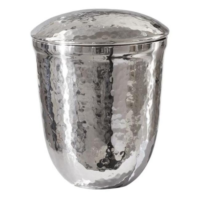 Hammered Nickel Canister, Medium, Polished Nickel finish