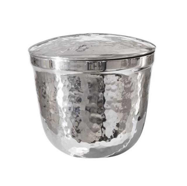 Hammered Nickel Canister, Small, Polished Nickel finish