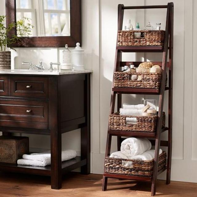 Benchwright Ladder Floor Storage Baskets, Set of 4, Dark Weave