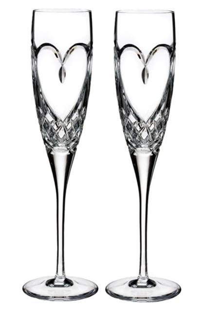 'True Love' Lead Crystal Champagne Flutes
