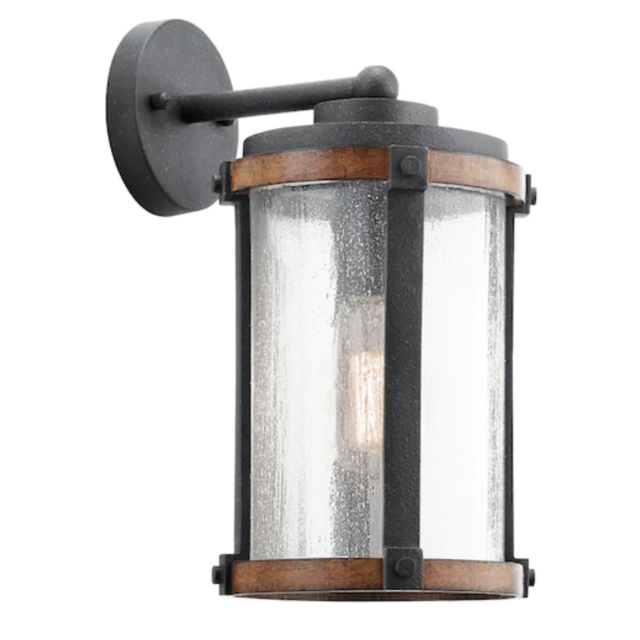 Kichler Barrington 13-in H Distressed Black and Wood Tone Medium Base (E-26) Outdoor Wall Light