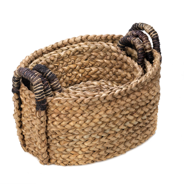 Wicker Nesting Storage Baskets, Stackable Decorative Baskets, Straw (set Of 3)