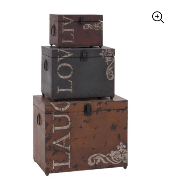 Classic Live Love Laugh Iron Storage Trunk Set