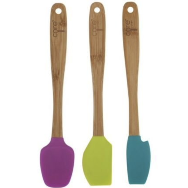 Core Kitchen 3pc Silicone Mini 8.25" Spatula Set with Bamboo Handles - Maui