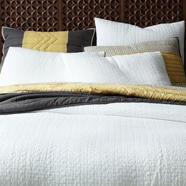 Organic Braided Matelasse Duvet Cover Cover, Full/Queen, Stone White